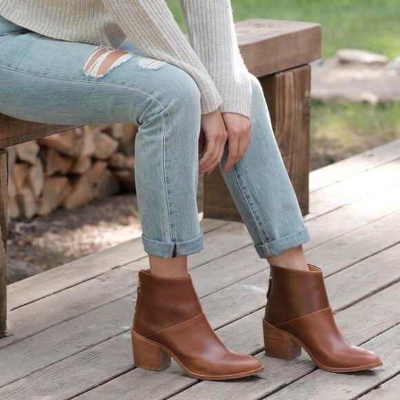 Nisolo Dari Commuter Boot Brandy Anthropologie Leather Block Heel Ankle Booties - Picture 9 of 15
